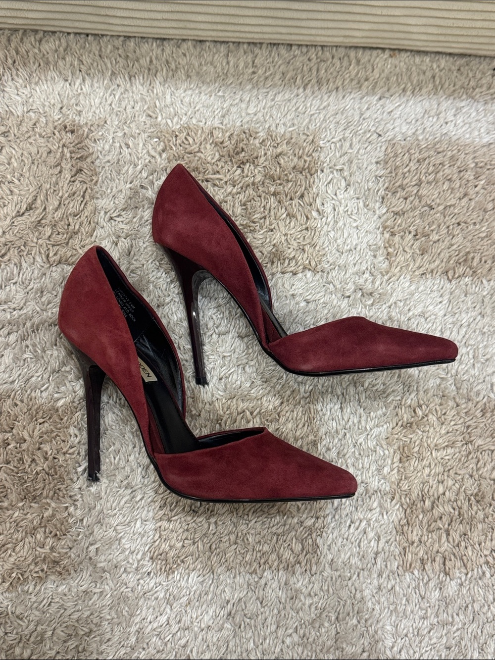 Steve Madden Burgundy Pointed-Toe Suede Stiletto Heels - Picture 2 of 7